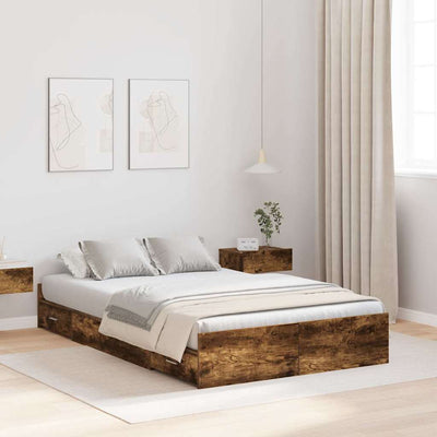 Seng med opbevaring Røget eg 120 x 200 cm Konstrueret træ