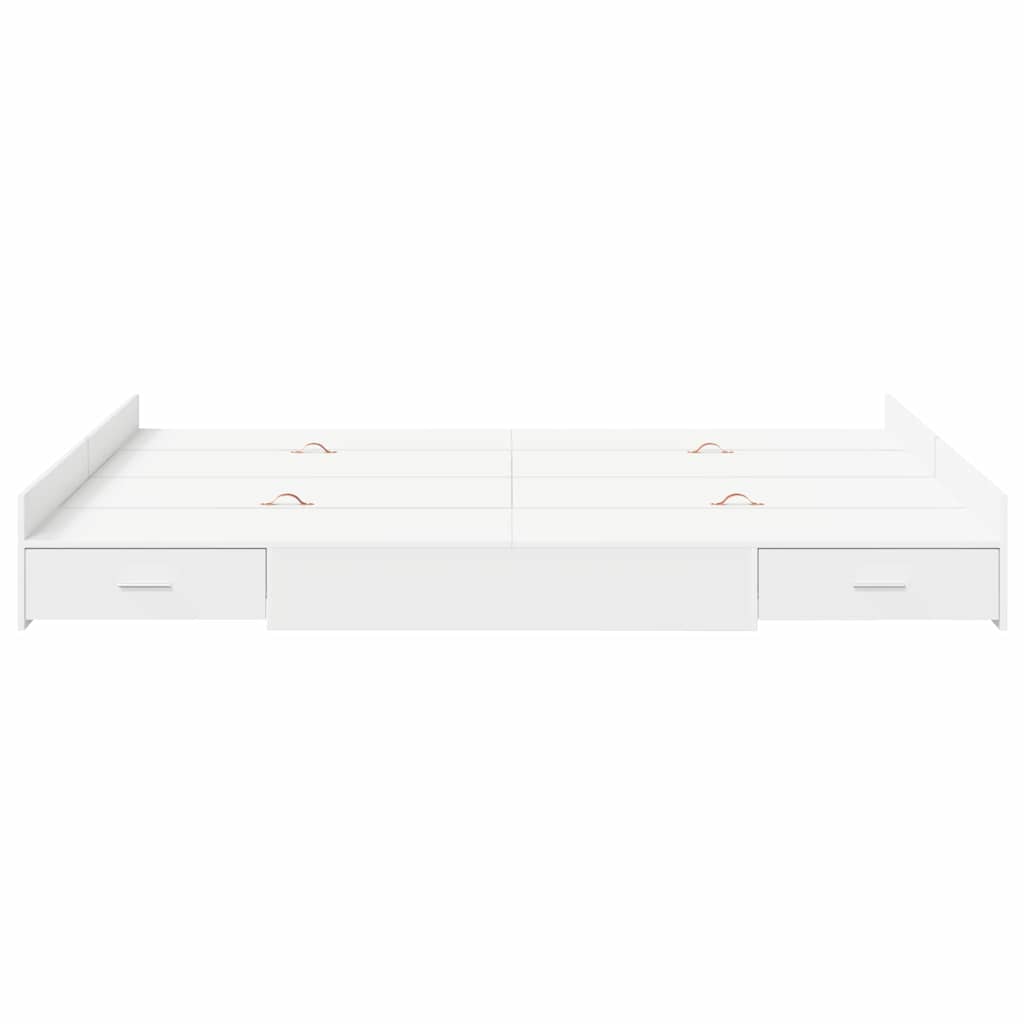 Seng med opbevaring med dør Hvid 140 x 190 cm Konstrueret træ