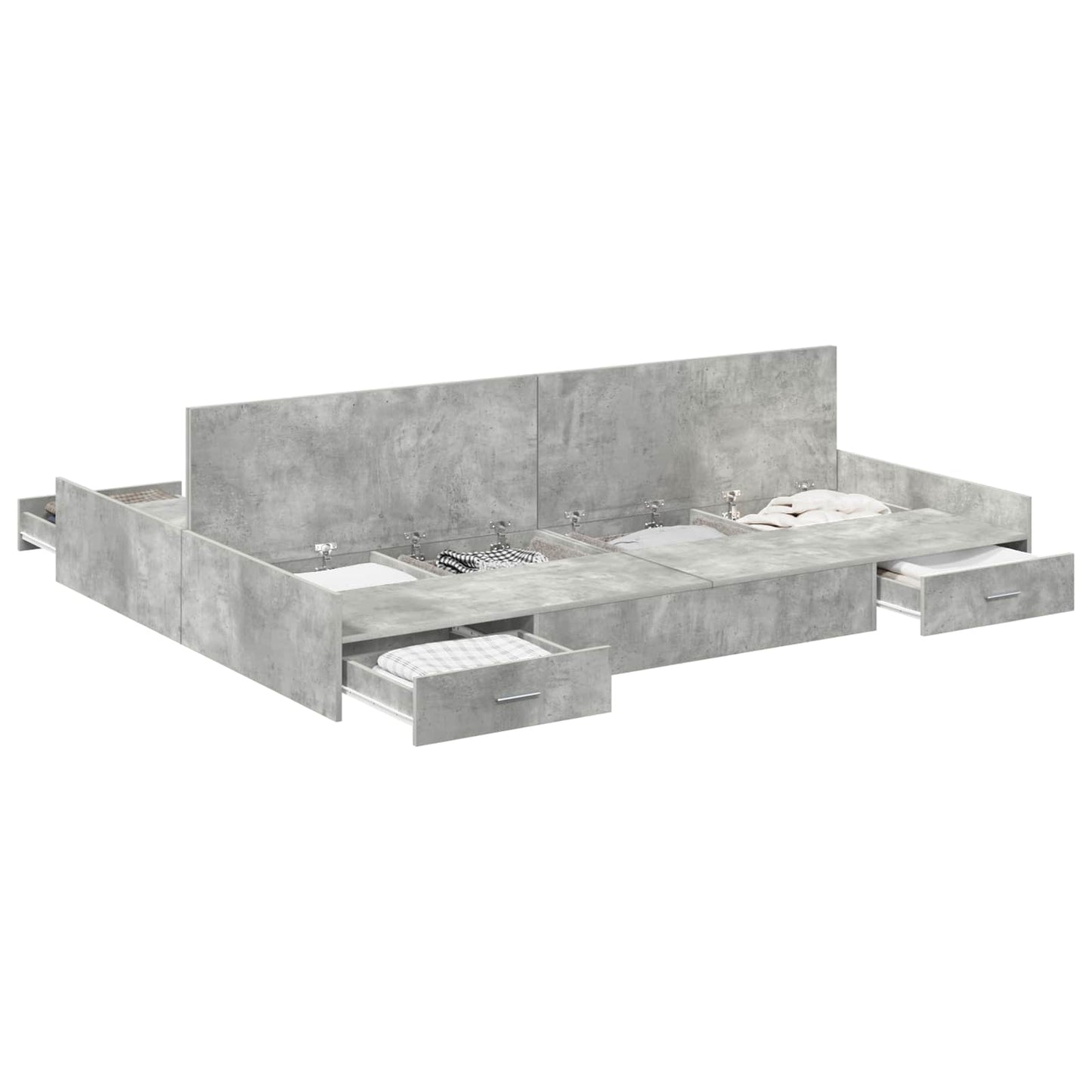 Seng med opbevaring Beton Grå 140 x 190 cm Konstrueret træ