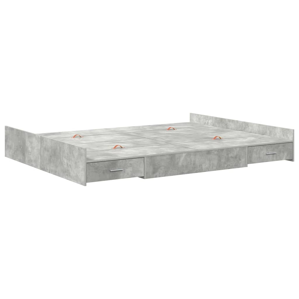 Seng med opbevaring Beton Grå 140 x 190 cm Konstrueret træ