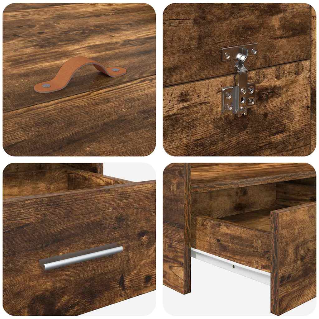 Seng med opbevaring Røget eg 140 x 190 cm Konstrueret træ
