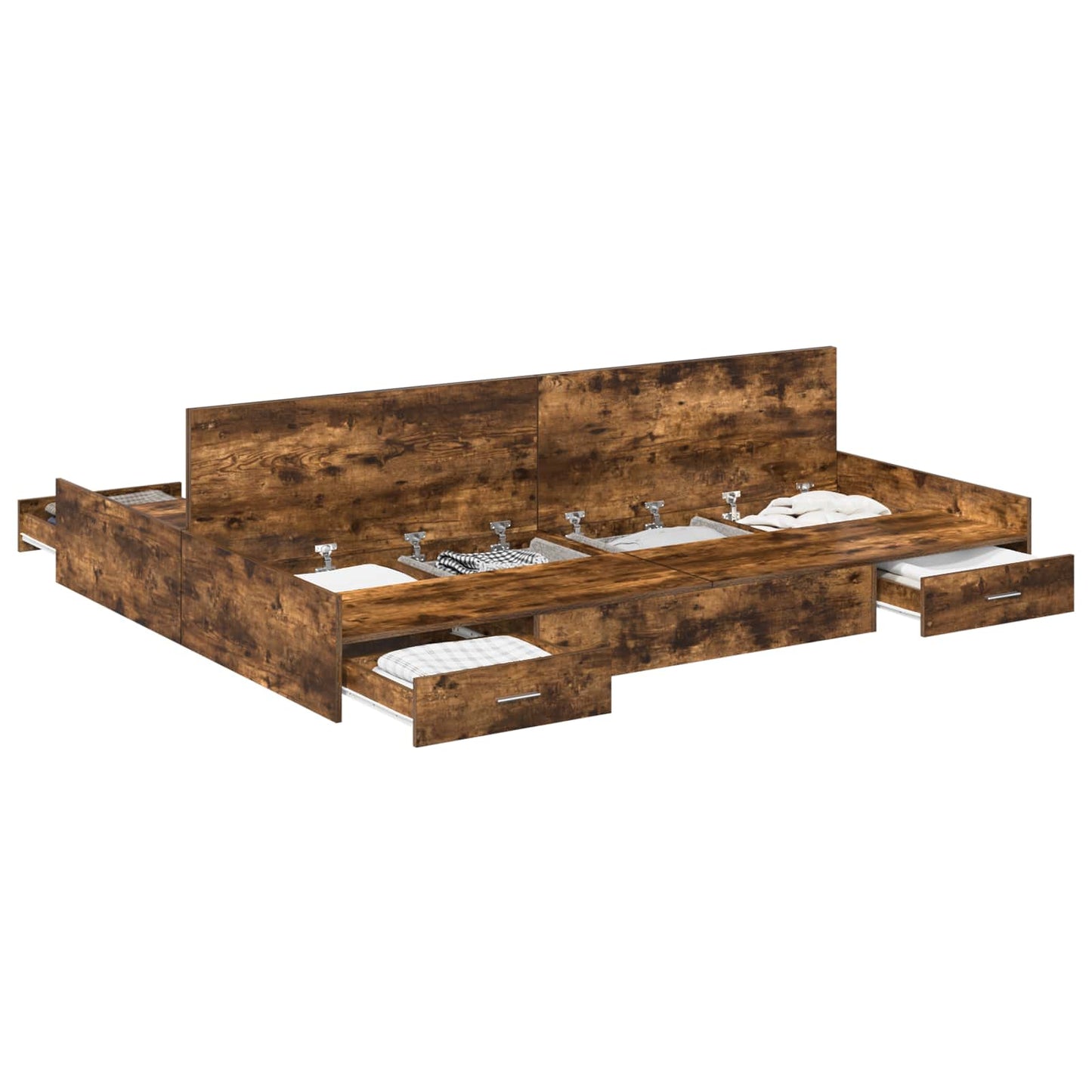 Seng med opbevaring Røget eg 140 x 190 cm Konstrueret træ