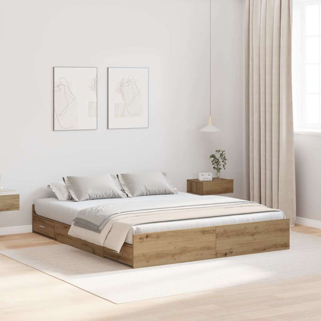 Seng med opbevaring Artisan Egetræ 140 x 190 cm Konstrueret træ