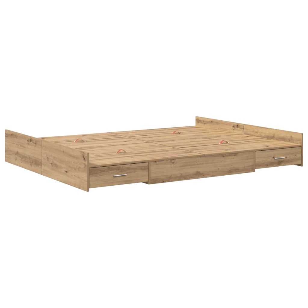 Seng med opbevaring Artisan Egetræ 140 x 190 cm Konstrueret træ