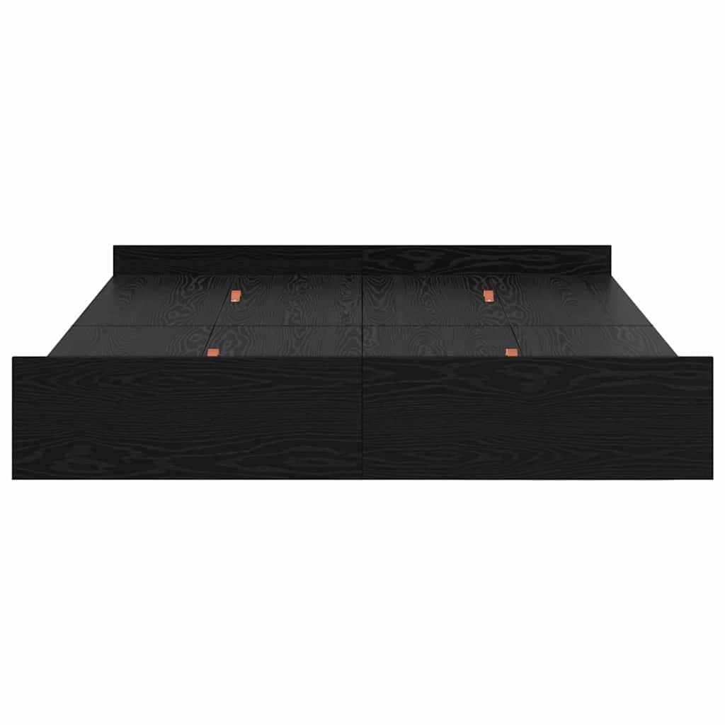 Seng med opbevaring Sort eg 135 x 190 cm Konstrueret træ