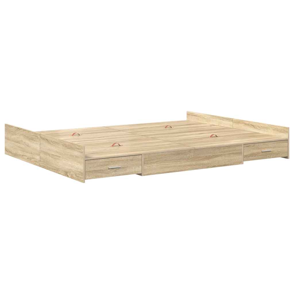 Seng med opbevaring Sonoma eg 135 x 190 cm Konstrueret træ