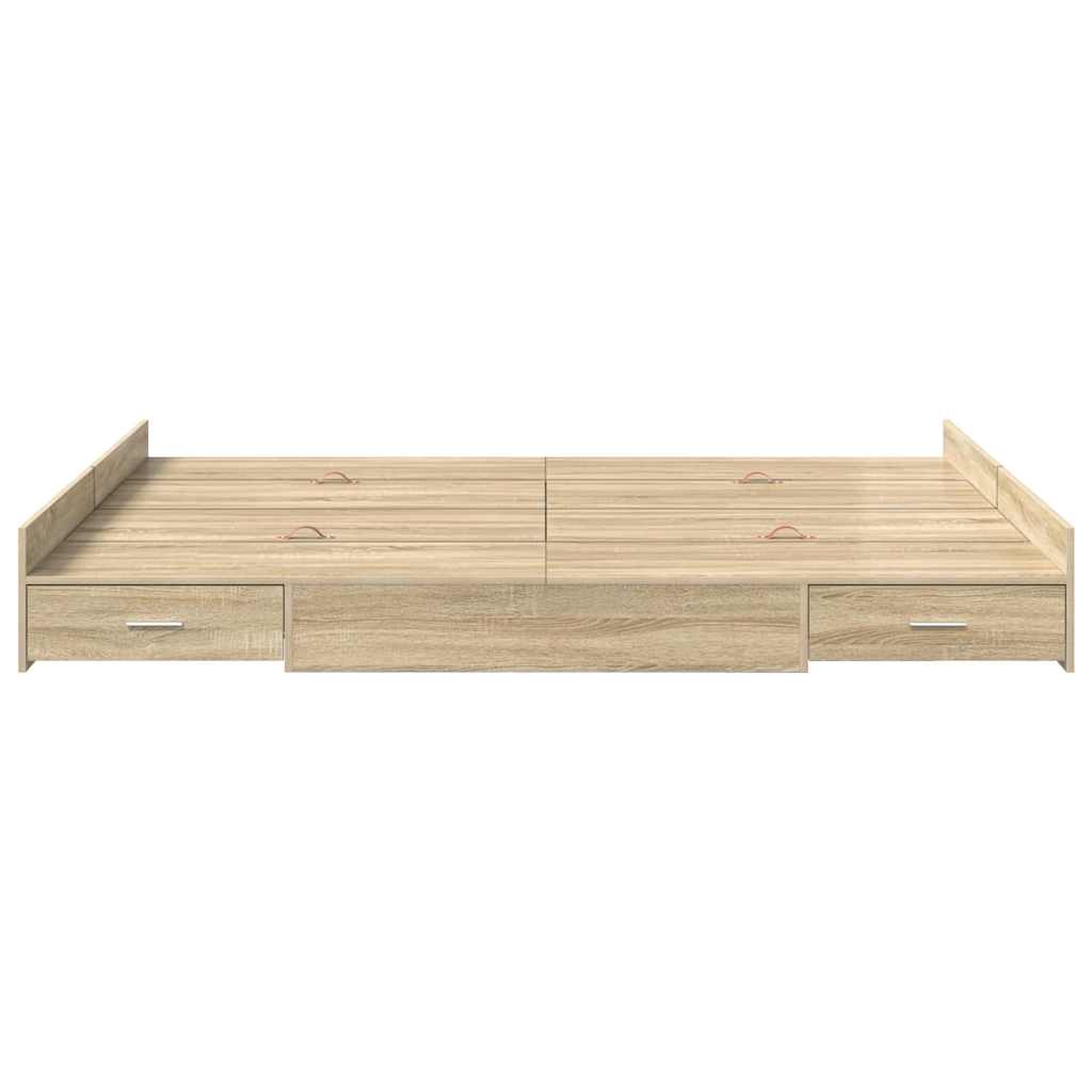 Seng med opbevaring Sonoma eg 135 x 190 cm Konstrueret træ