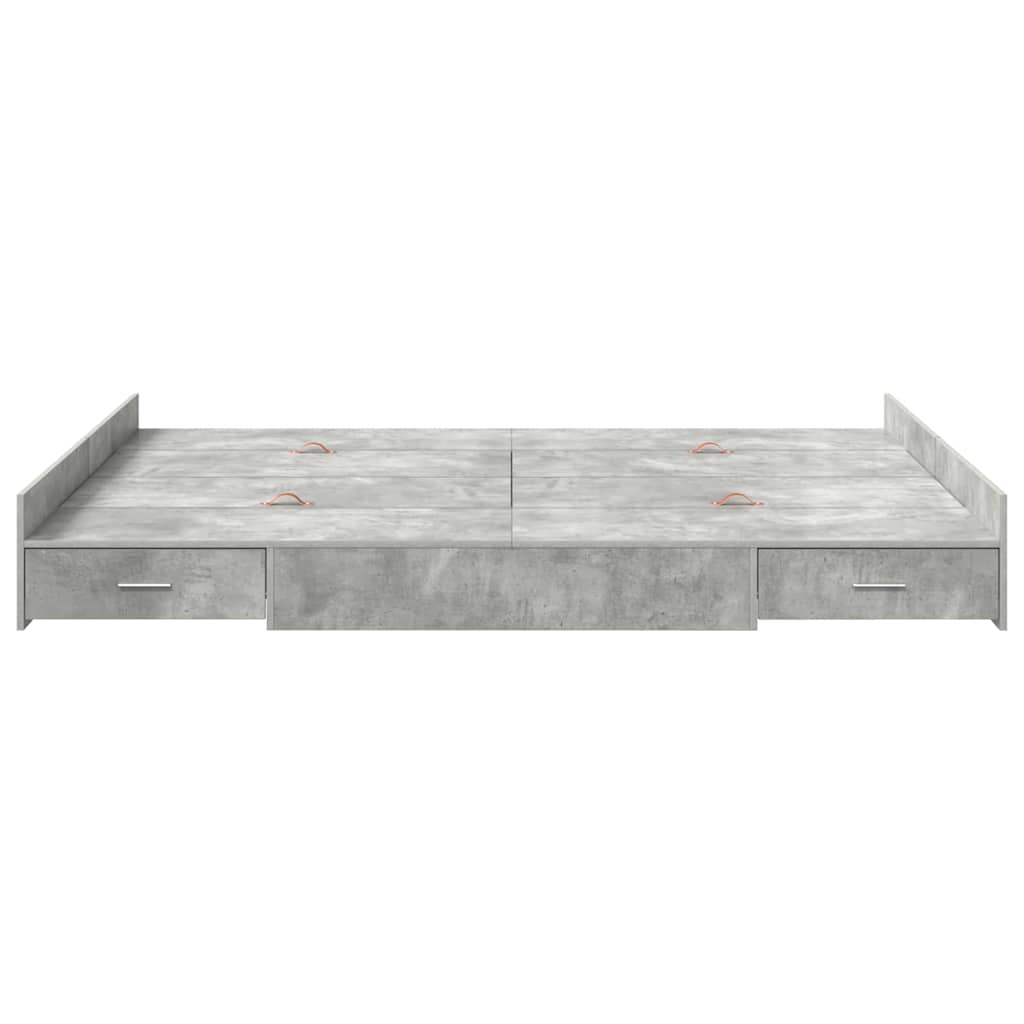Seng med opbevaring Beton Grå 135 x 190 cm Konstrueret træ