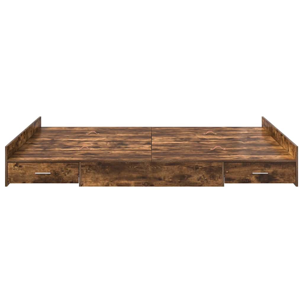 Seng med opbevaring Røget eg 135 x 190 cm Konstrueret træ