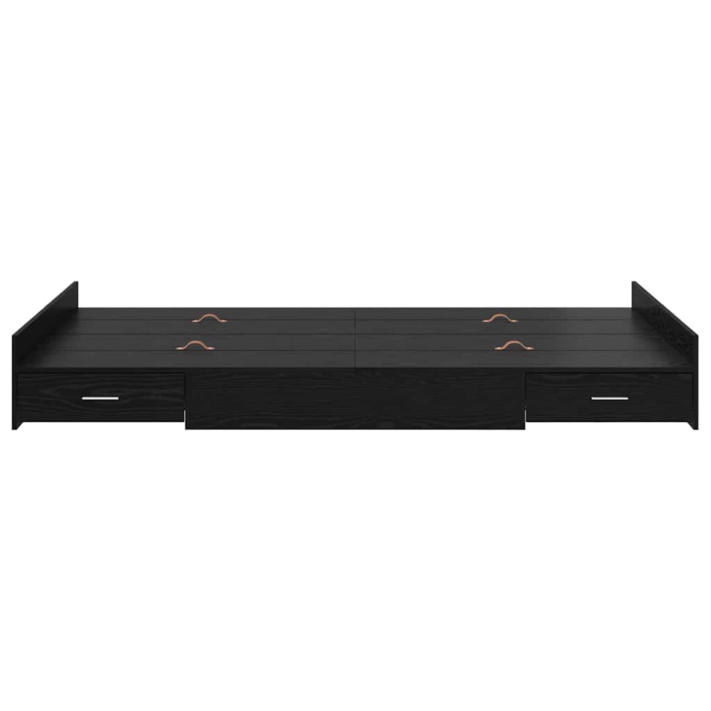 Seng med opbevaring Sort eg 120 x 190 cm Konstrueret træ