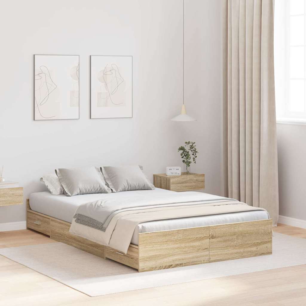 Seng med opbevaring Sonoma eg 120 x 190 cm Konstrueret træ