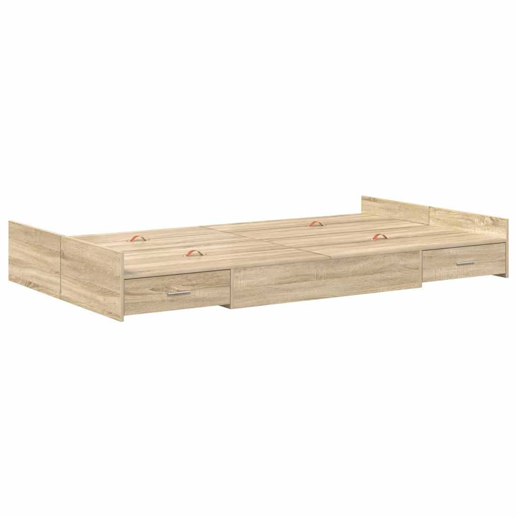 Seng med opbevaring Sonoma eg 120 x 190 cm Konstrueret træ