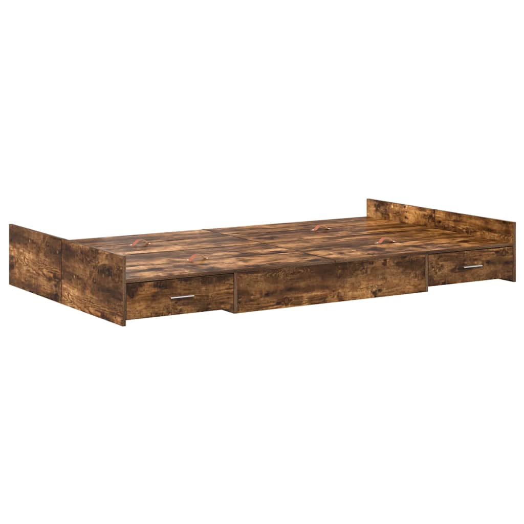 Seng med opbevaring Røget eg 120 x 190 cm Konstrueret træ