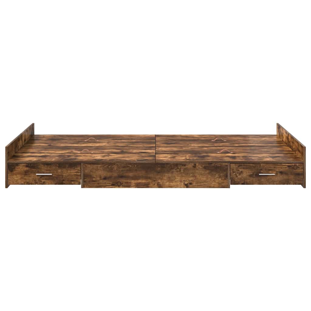 Seng med opbevaring Røget eg 120 x 190 cm Konstrueret træ