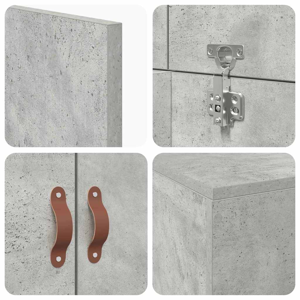 Seng med opbevaring Beton Grå 80 x 200 cm Konstrueret træ