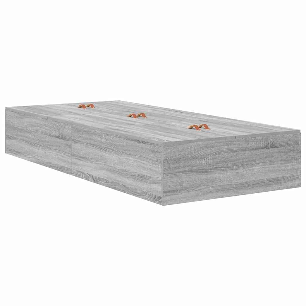 Seng med opbevaring Grå Sonoma 80 x 200 cm Konstrueret træ