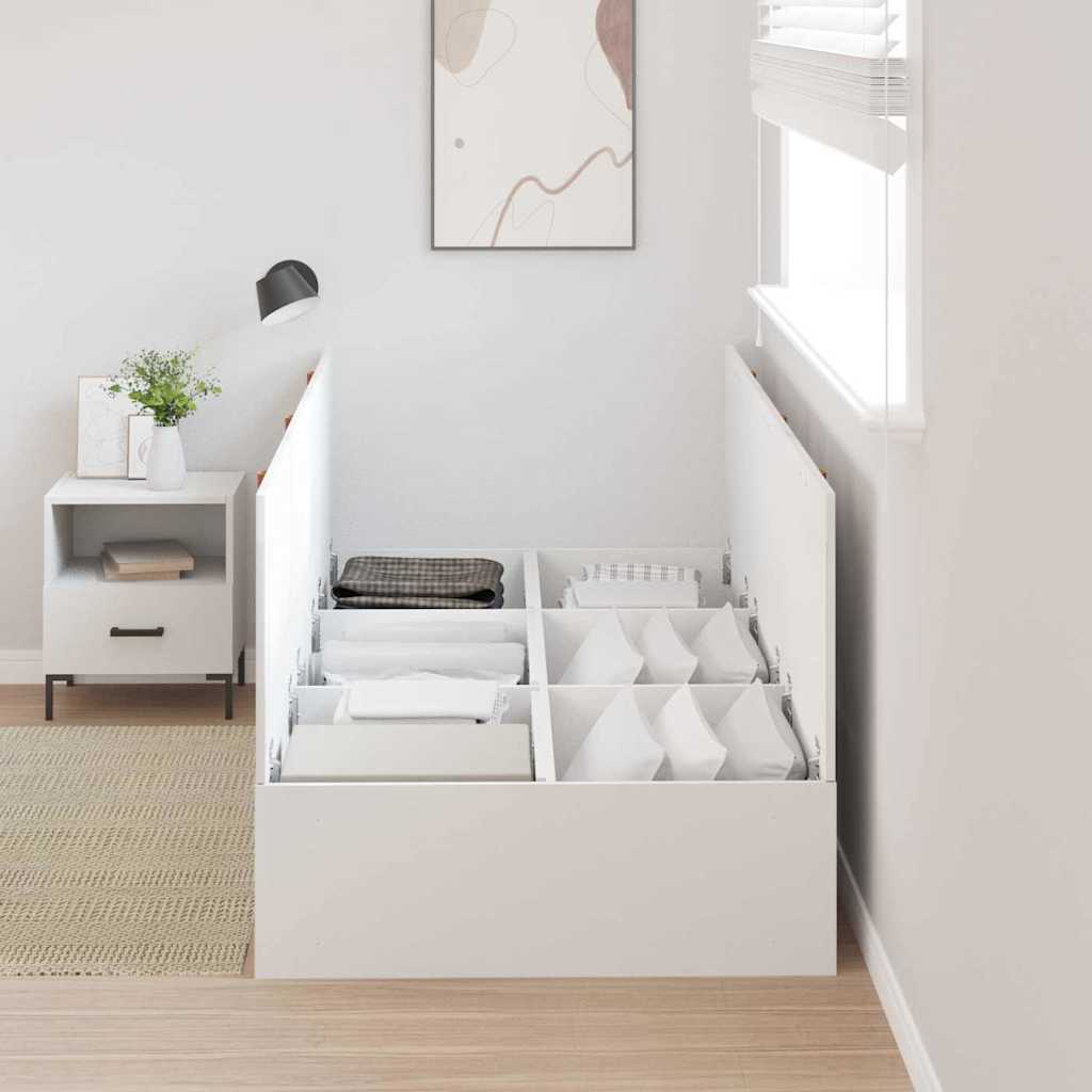 Seng med opbevaring med dør Hvid 90 x 200 cm Konstrueret træ