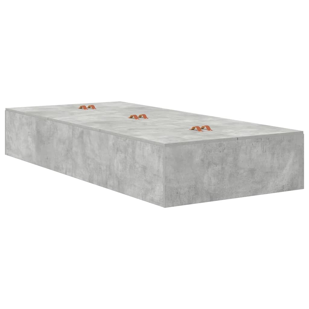 Seng med opbevaring Beton Grå 90 x 200 cm Konstrueret træ