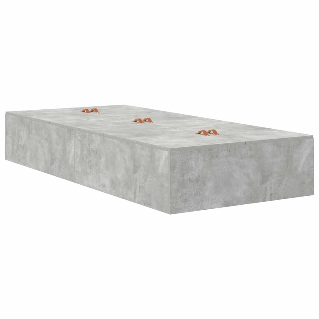 Seng med opbevaring Beton Grå 90 x 200 cm Konstrueret træ