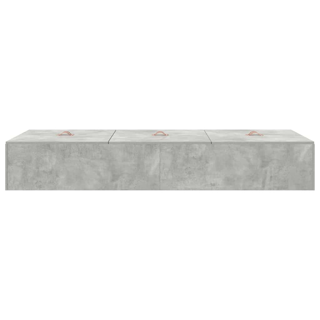 Seng med opbevaring Beton Grå 90 x 200 cm Konstrueret træ