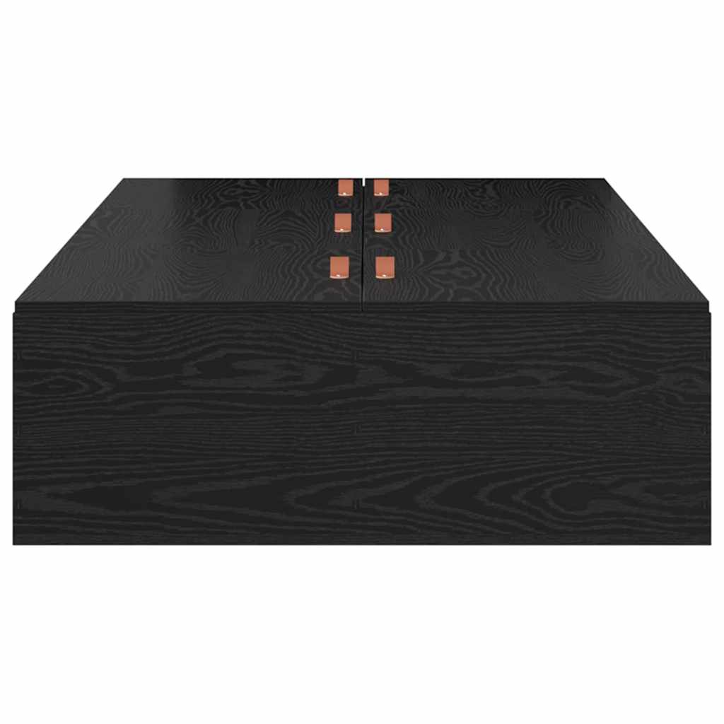 Seng med opbevaring Sort eg 100 x 200 cm Konstrueret træ