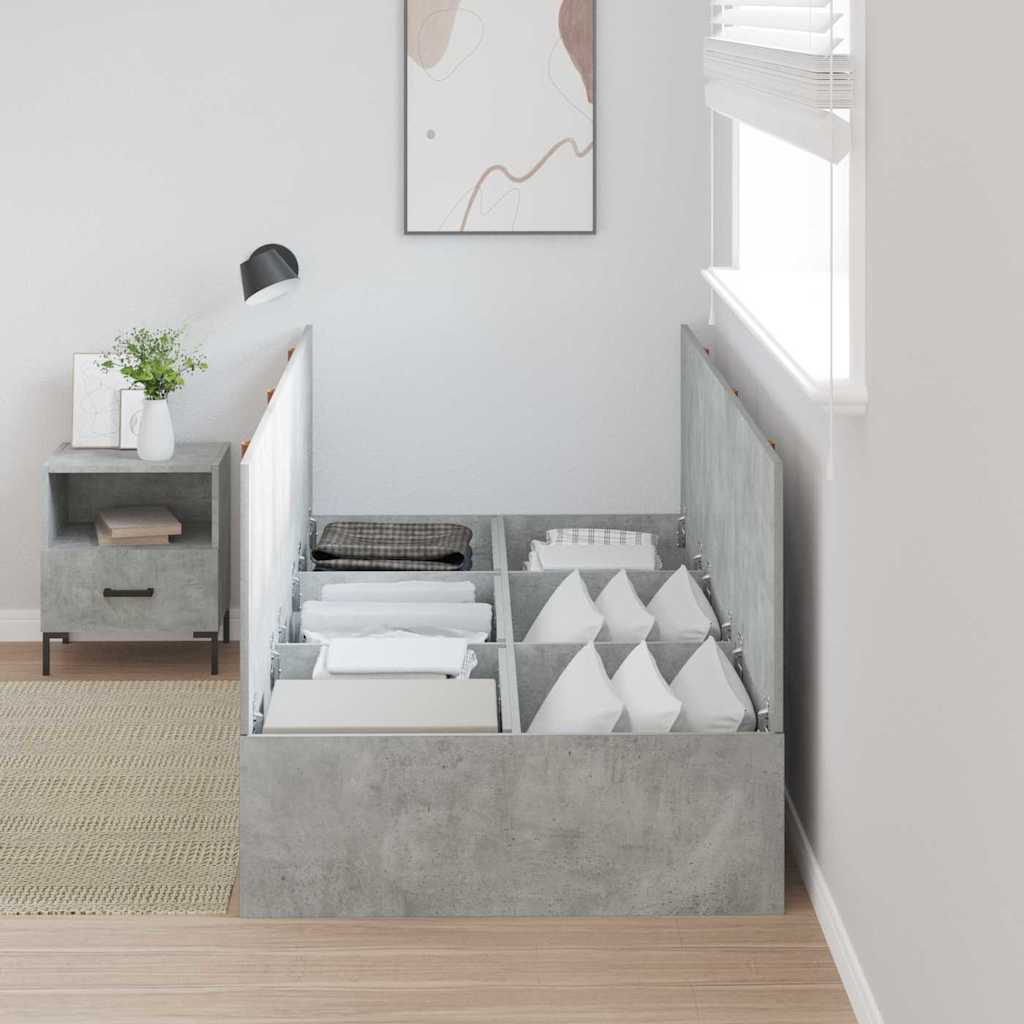Seng med opbevaring Beton Grå 100 x 200 cm Konstrueret træ