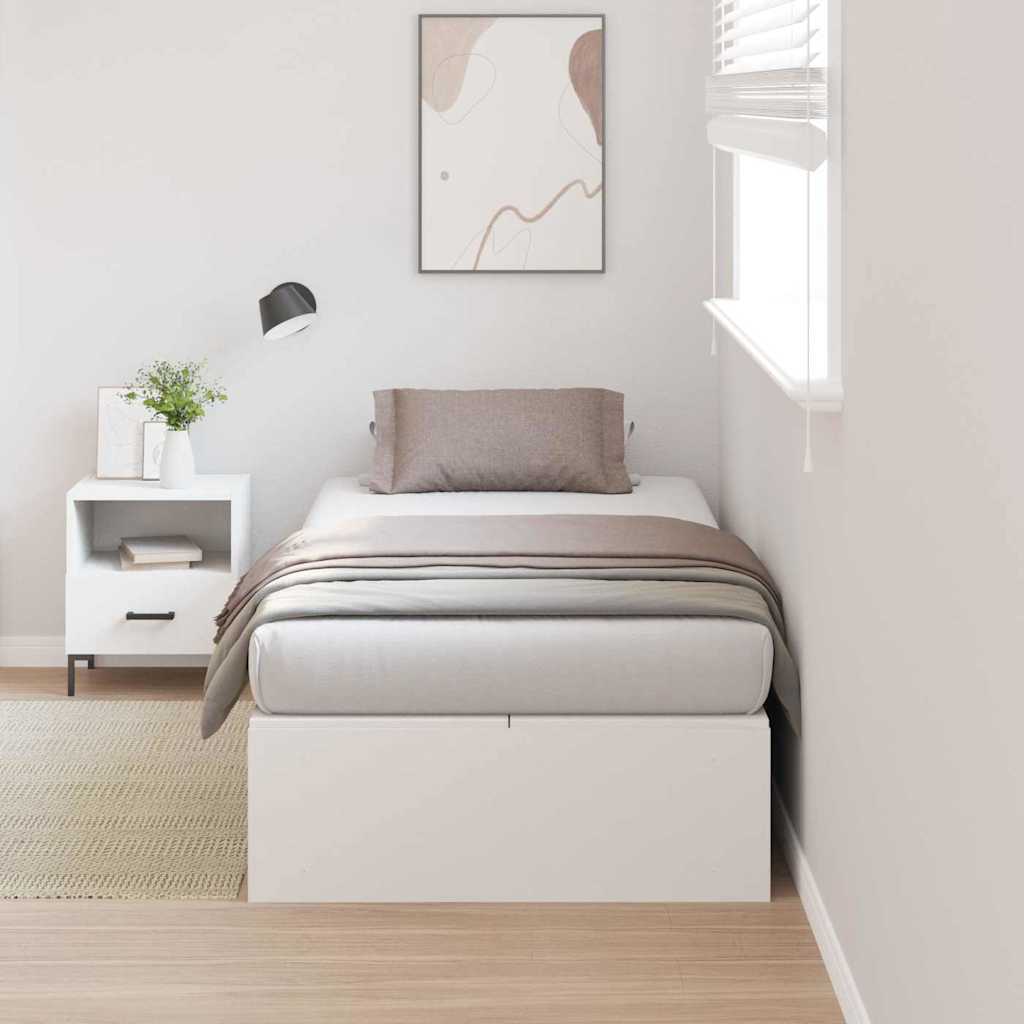 Seng med opbevaring med dør Hvid 90 x 190 cm Konstrueret træ