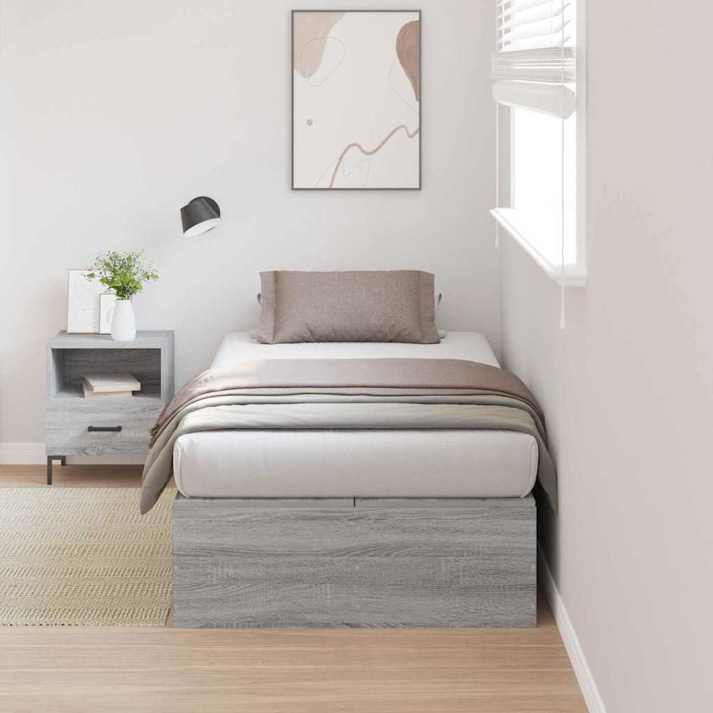 Seng med opbevaring Grå Sonoma 70 x 190 cm Konstrueret træ