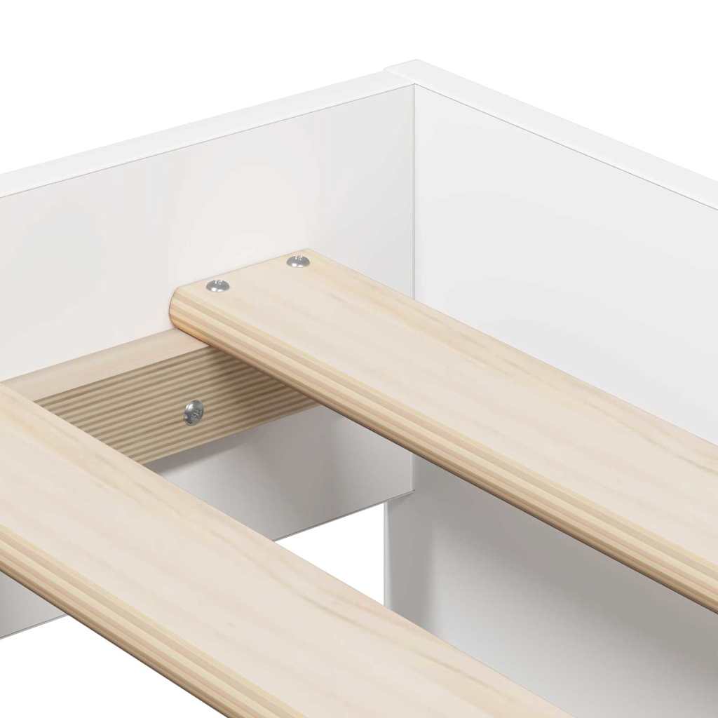 Seng med opbevaring Hvid 80 cm Konstrueret træ