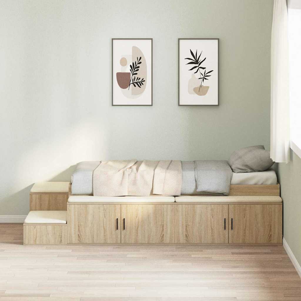 Seng med opbevaring Sonoma eg 80 cm Konstrueret træ