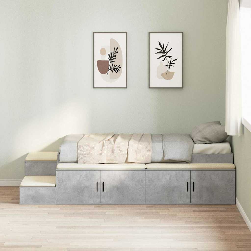 Seng med opbevaring Beton Grå 80 cm Konstrueret træ