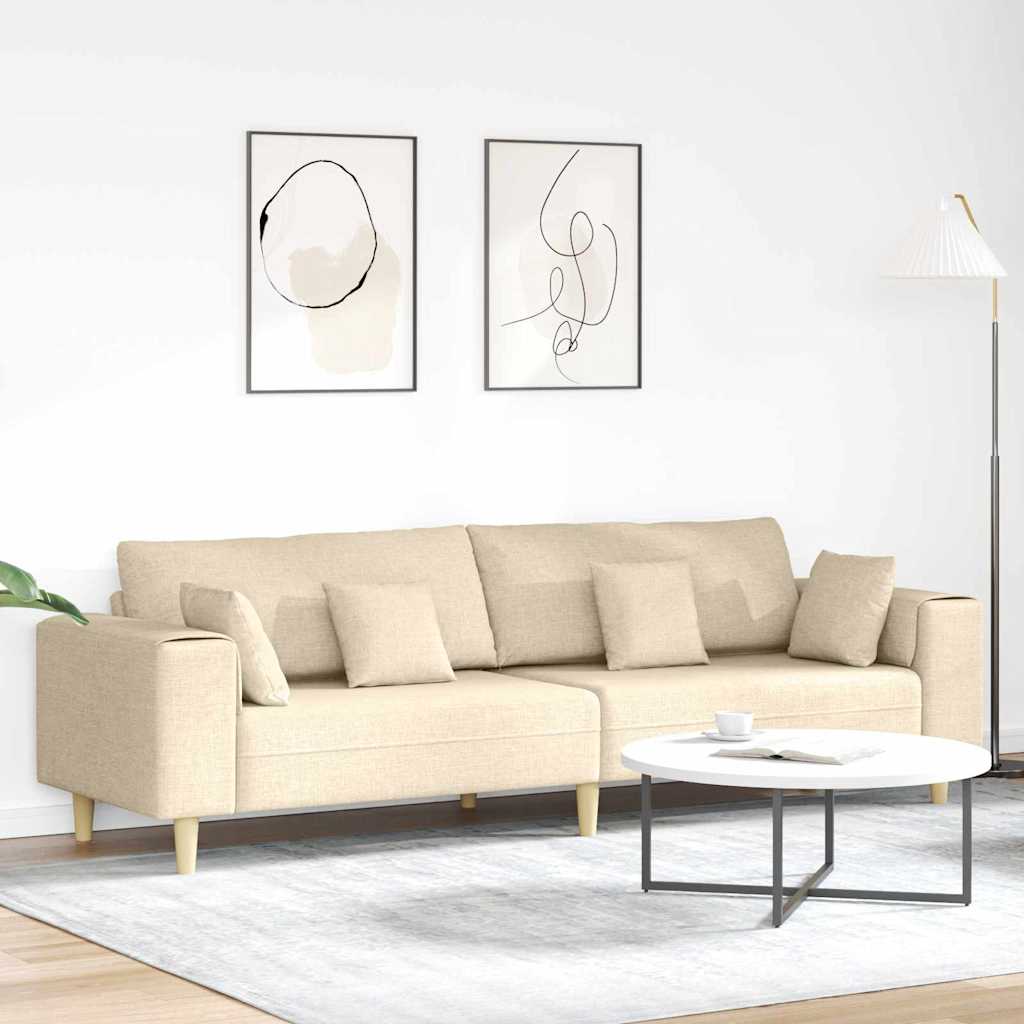 Sofa Creme 250 x 77 x 76 cm Stof