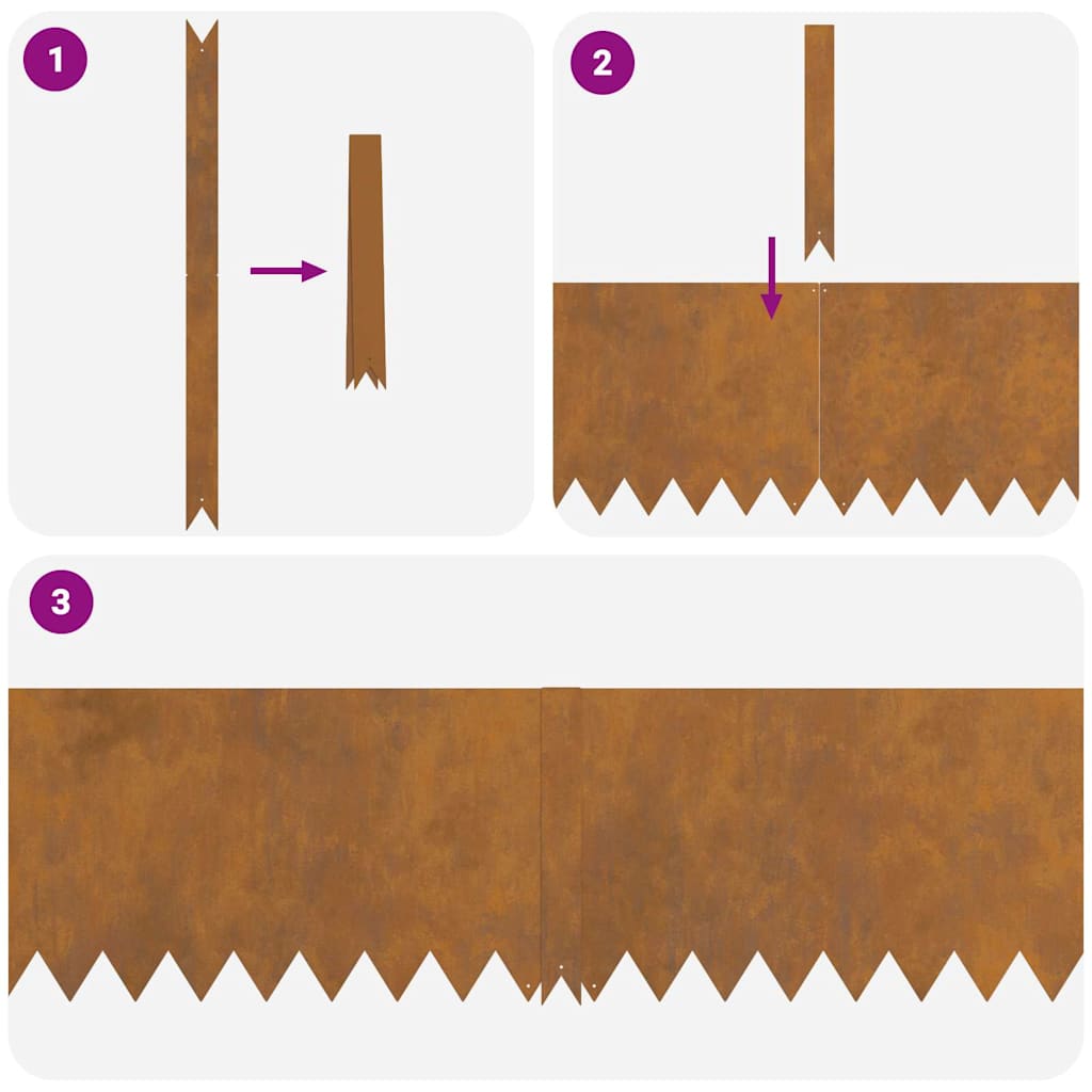 Plænekant 50 stk. 100 x 0,05 x 30 cm Cortenstål Rusten