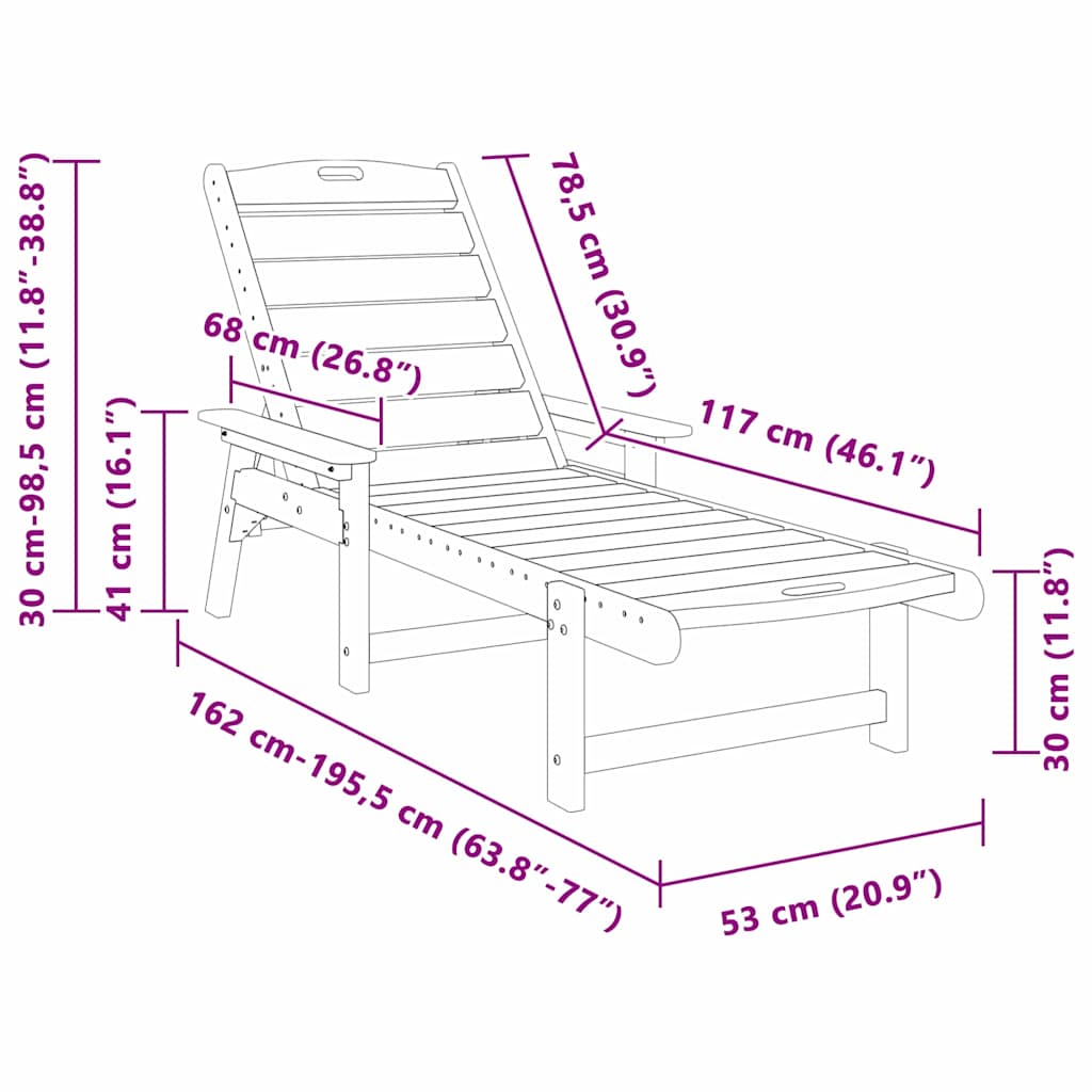 Solstol 2 stk. Polyethylen Marineblå