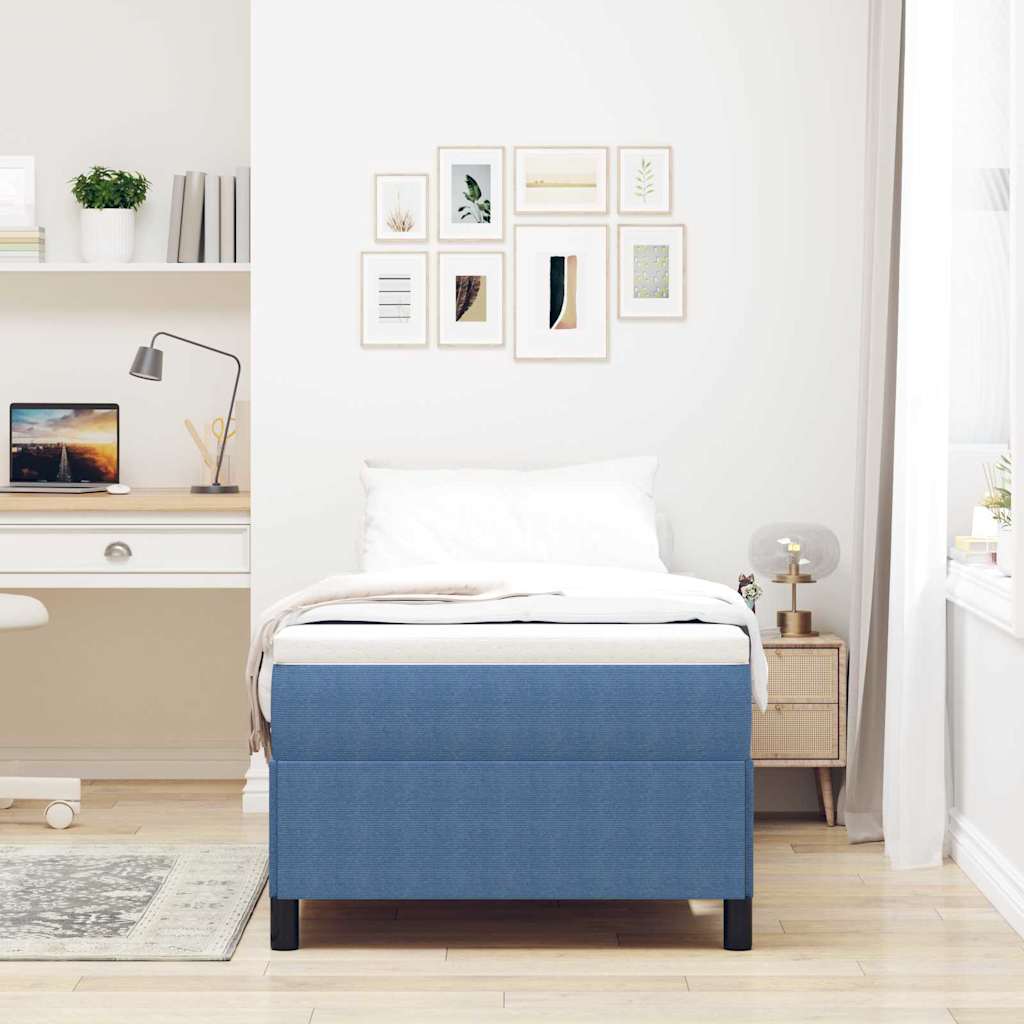 Box spring seng Blå 90 x 190 cm Velourstof