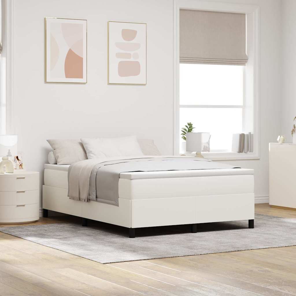 Box spring seng Cremefarvet 140 x 190 cm Velourstof