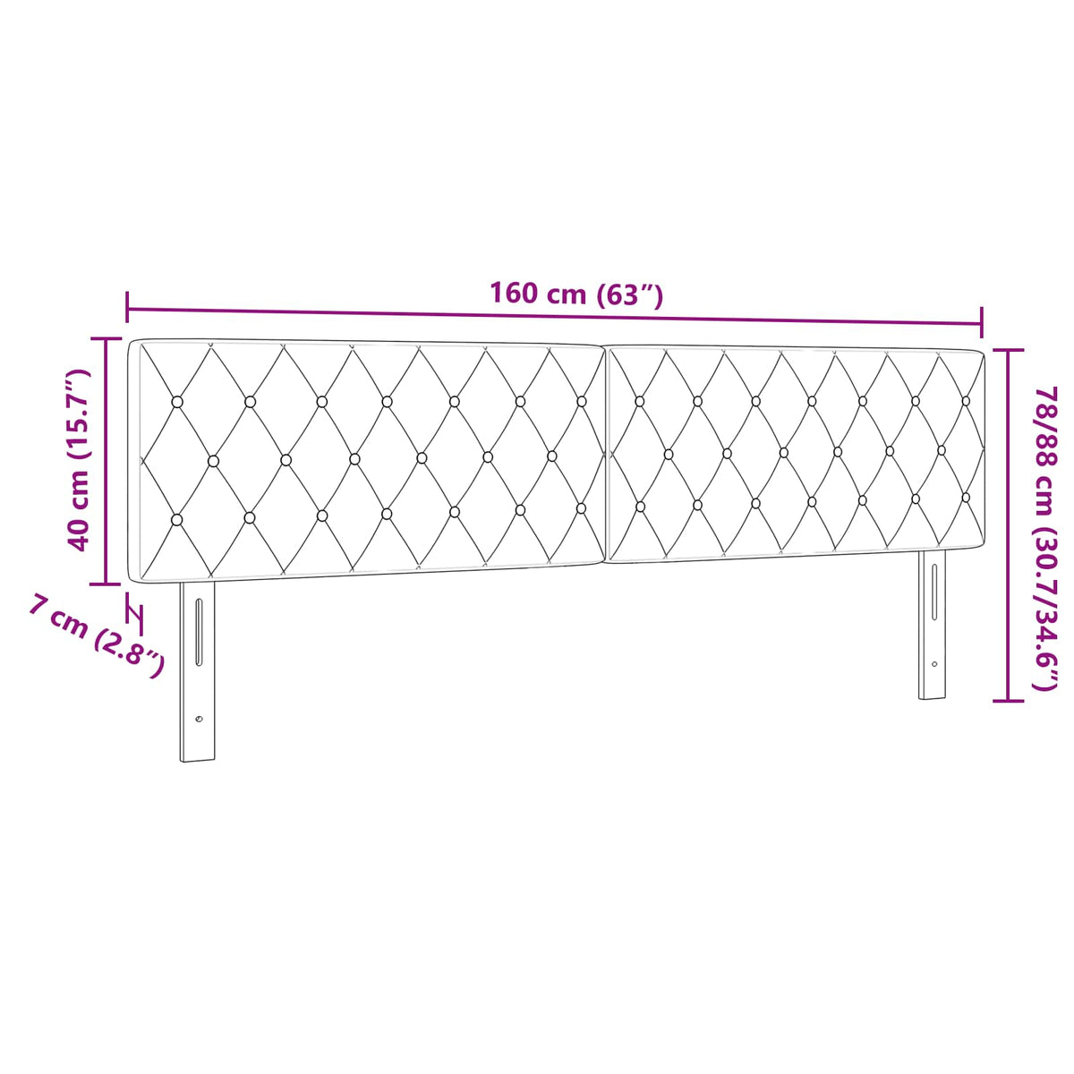 Hovedgærde Lyserød 160 cm Fløjl