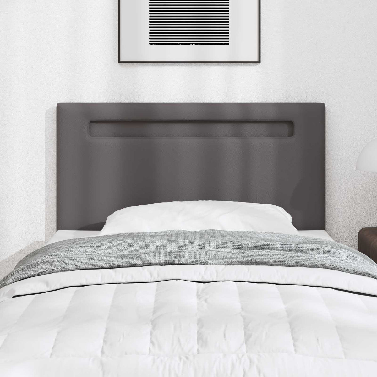 LED sengegavl Grå Faux læder