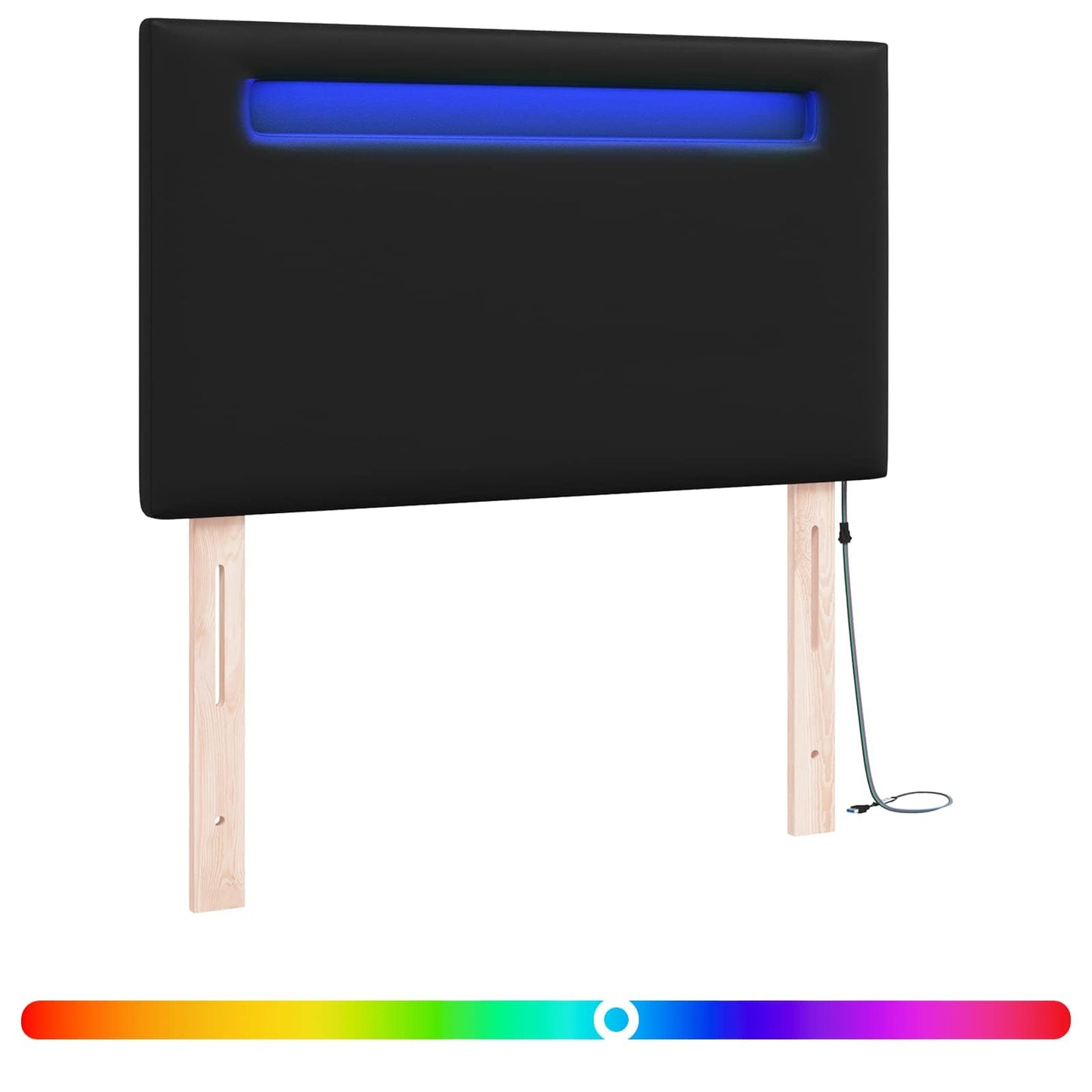 LED sengegavl Sort Faux læder