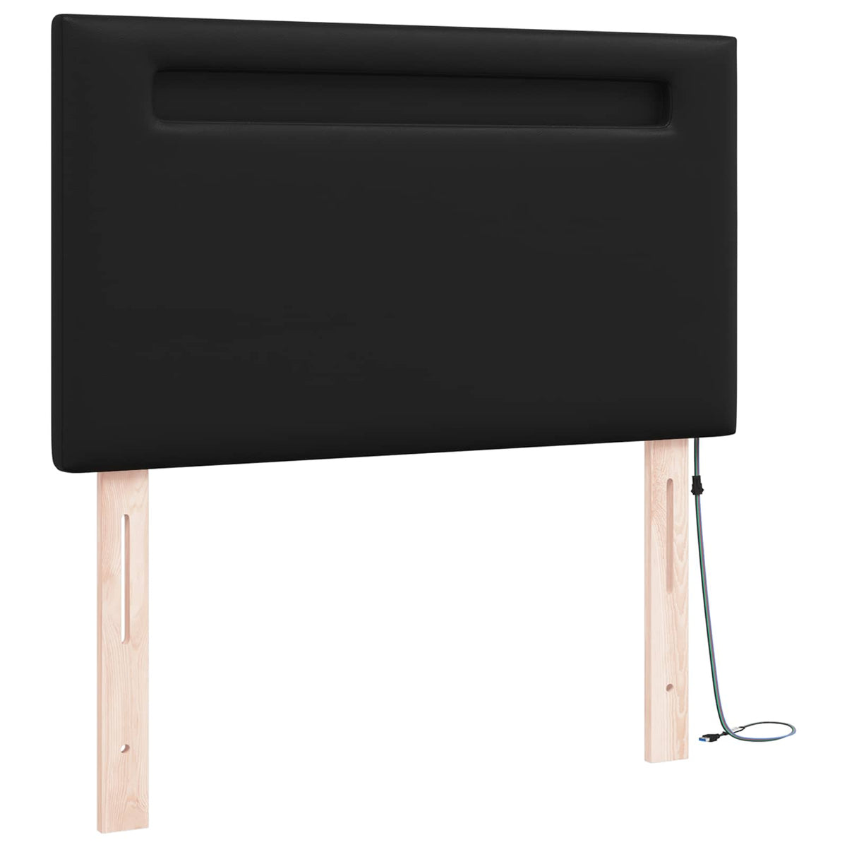 LED sengegavl Sort Faux læder
