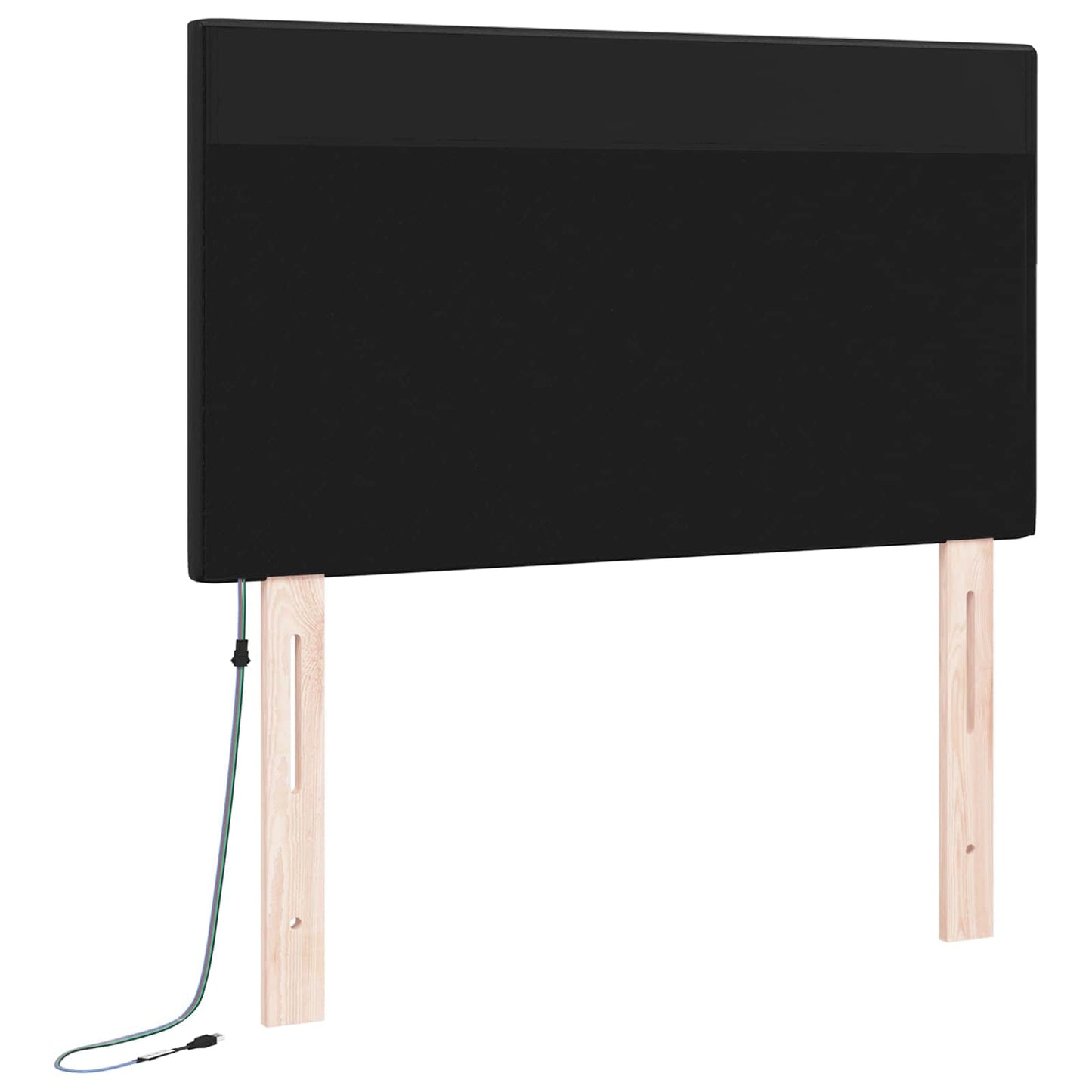 LED sengegavl Sort Faux læder