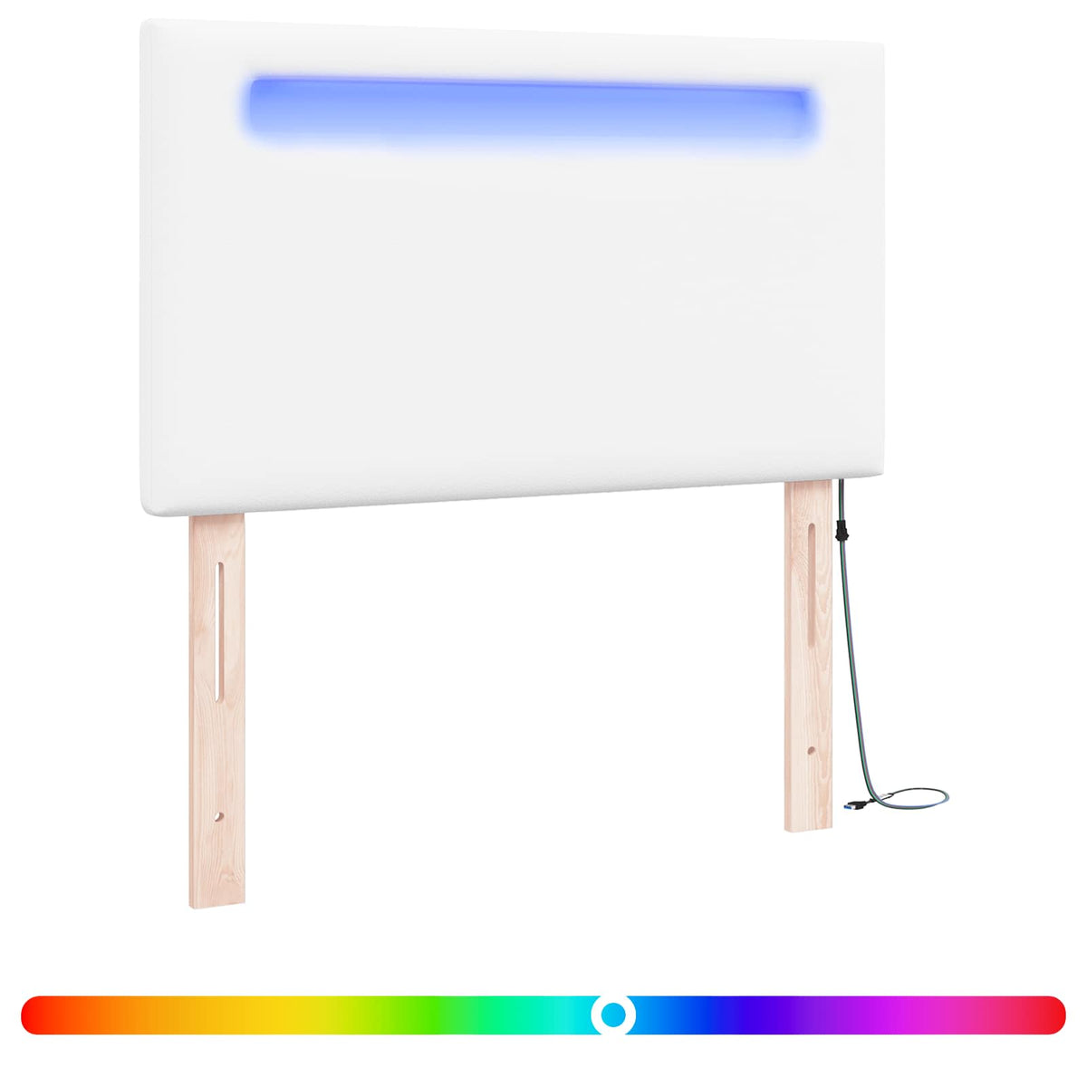LED sengegavl Hvid Faux læder