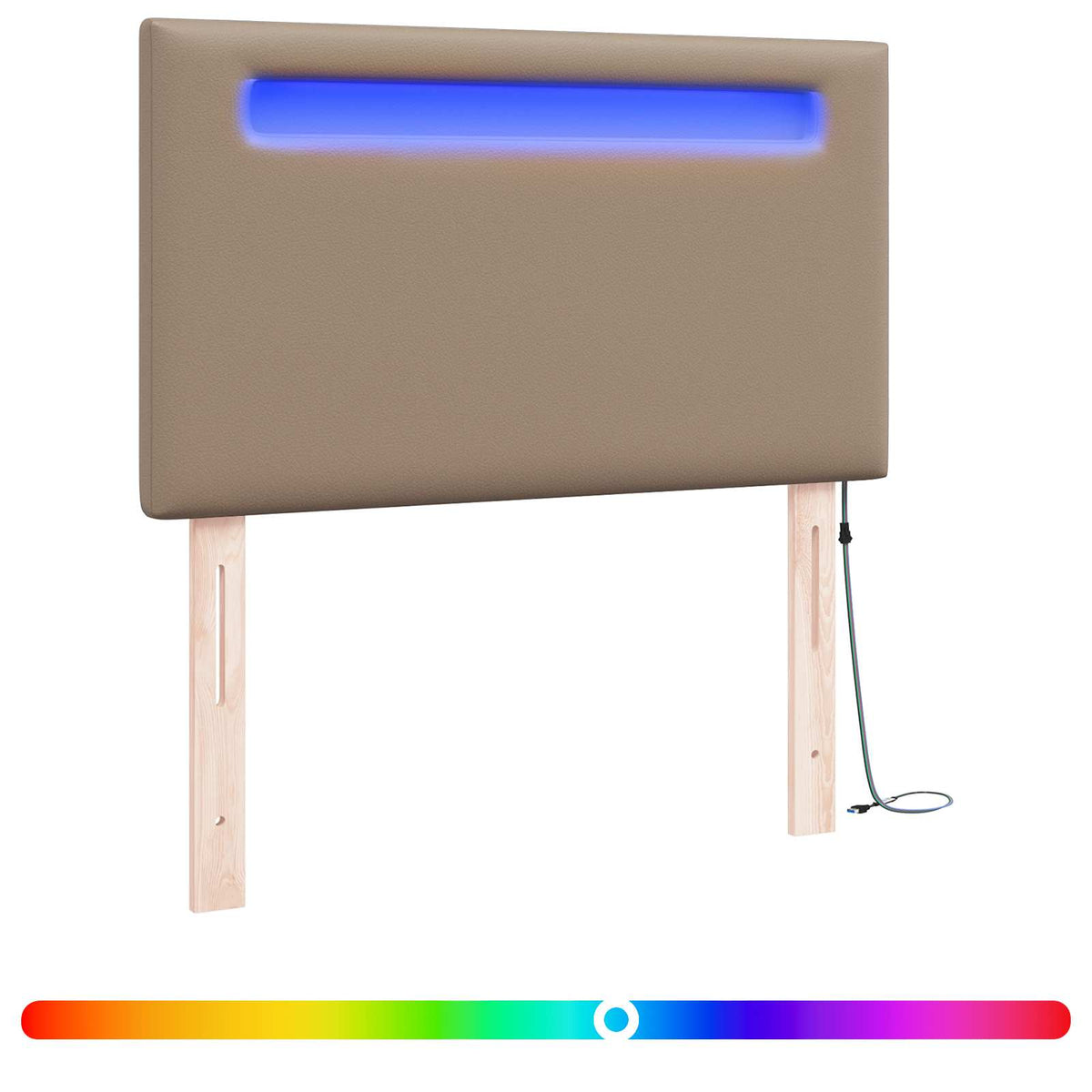 LED sengegavl Cappuccino Faux læder