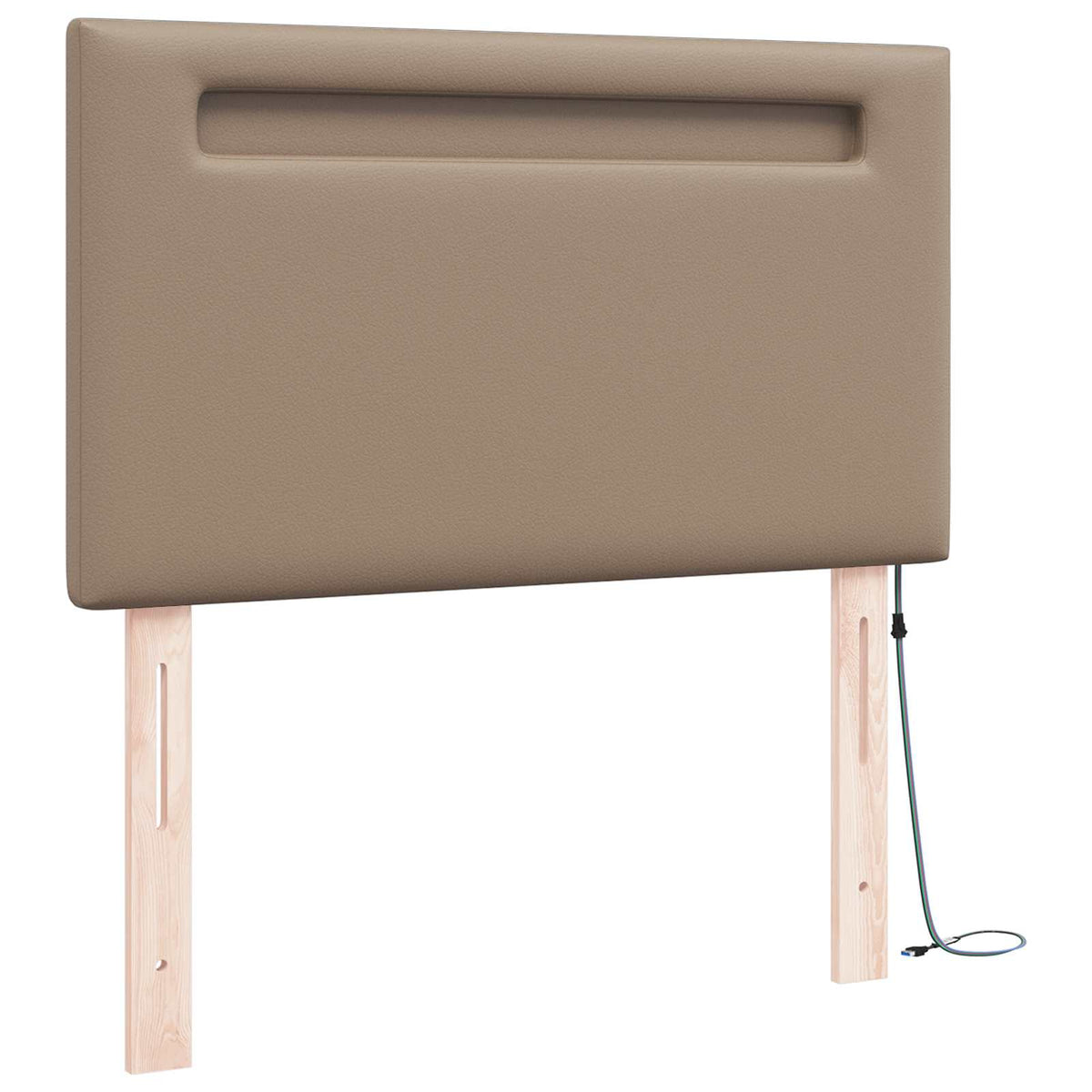 LED sengegavl Cappuccino Faux læder