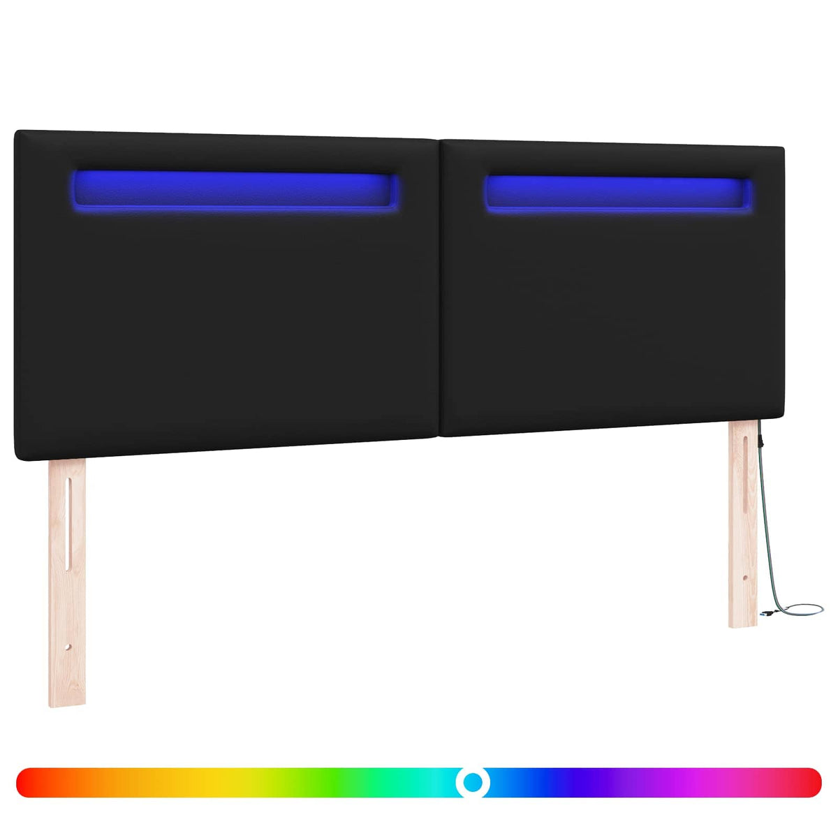 LED sengegavl Sort Faux læder