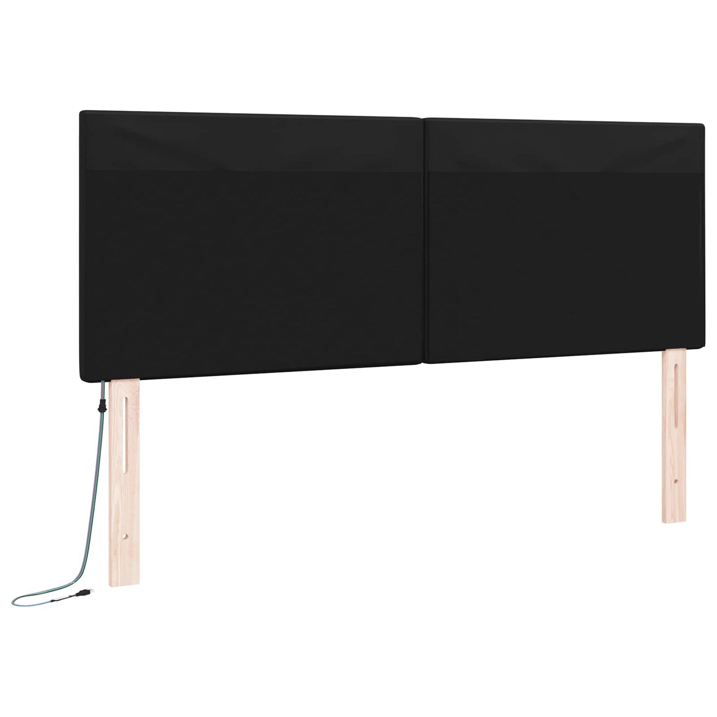 LED sengegavl Sort Faux læder