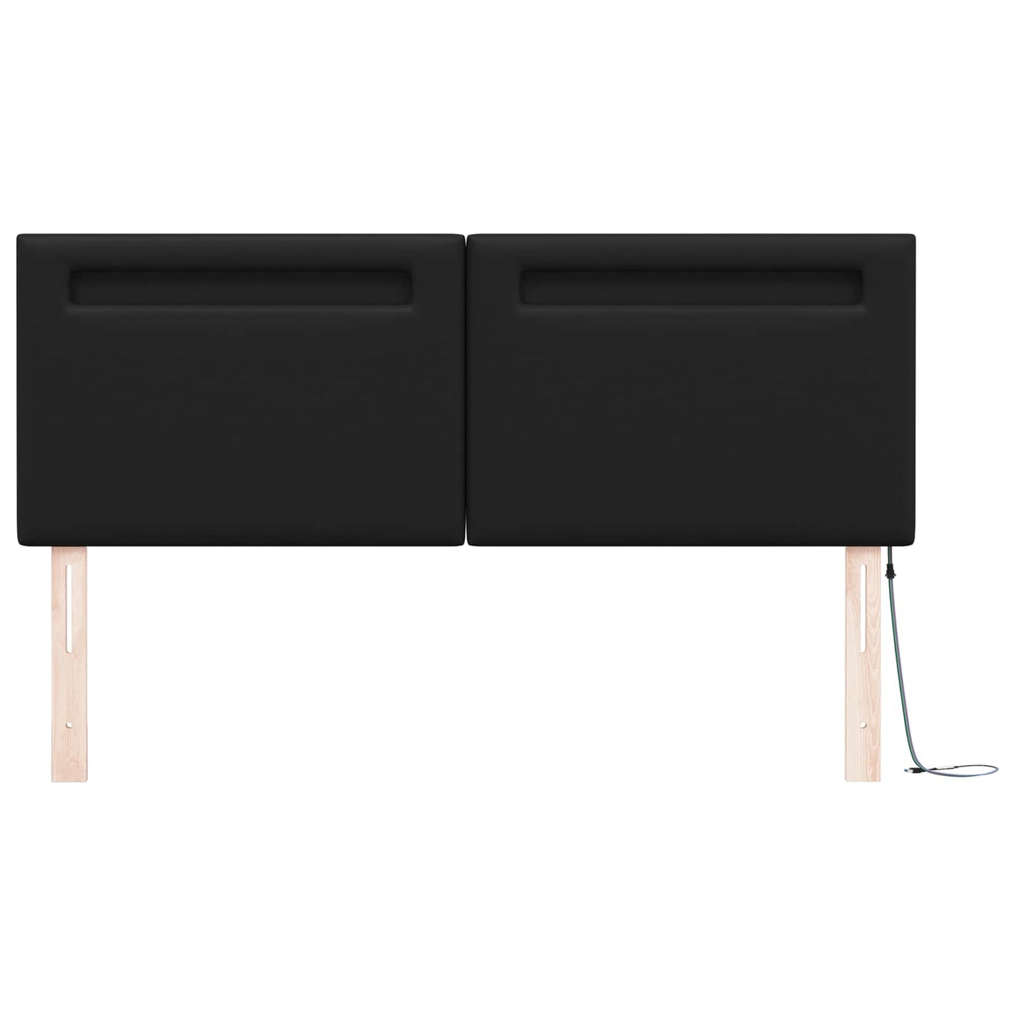 LED sengegavl Sort Faux læder