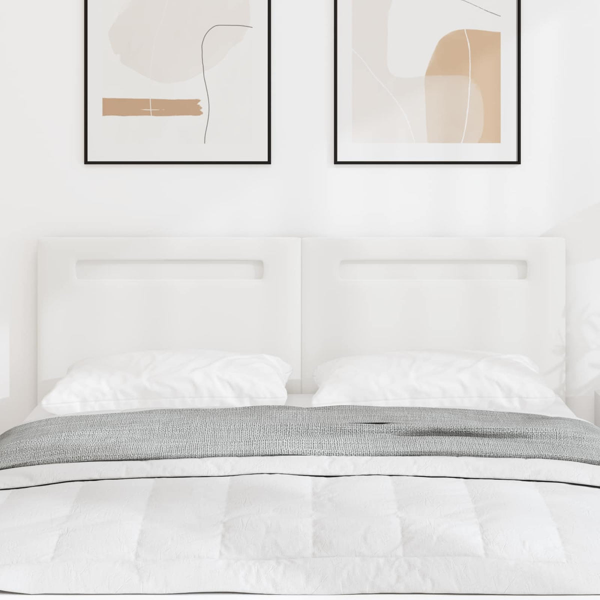 LED sengegavl Hvid 144 cm Faux læder
