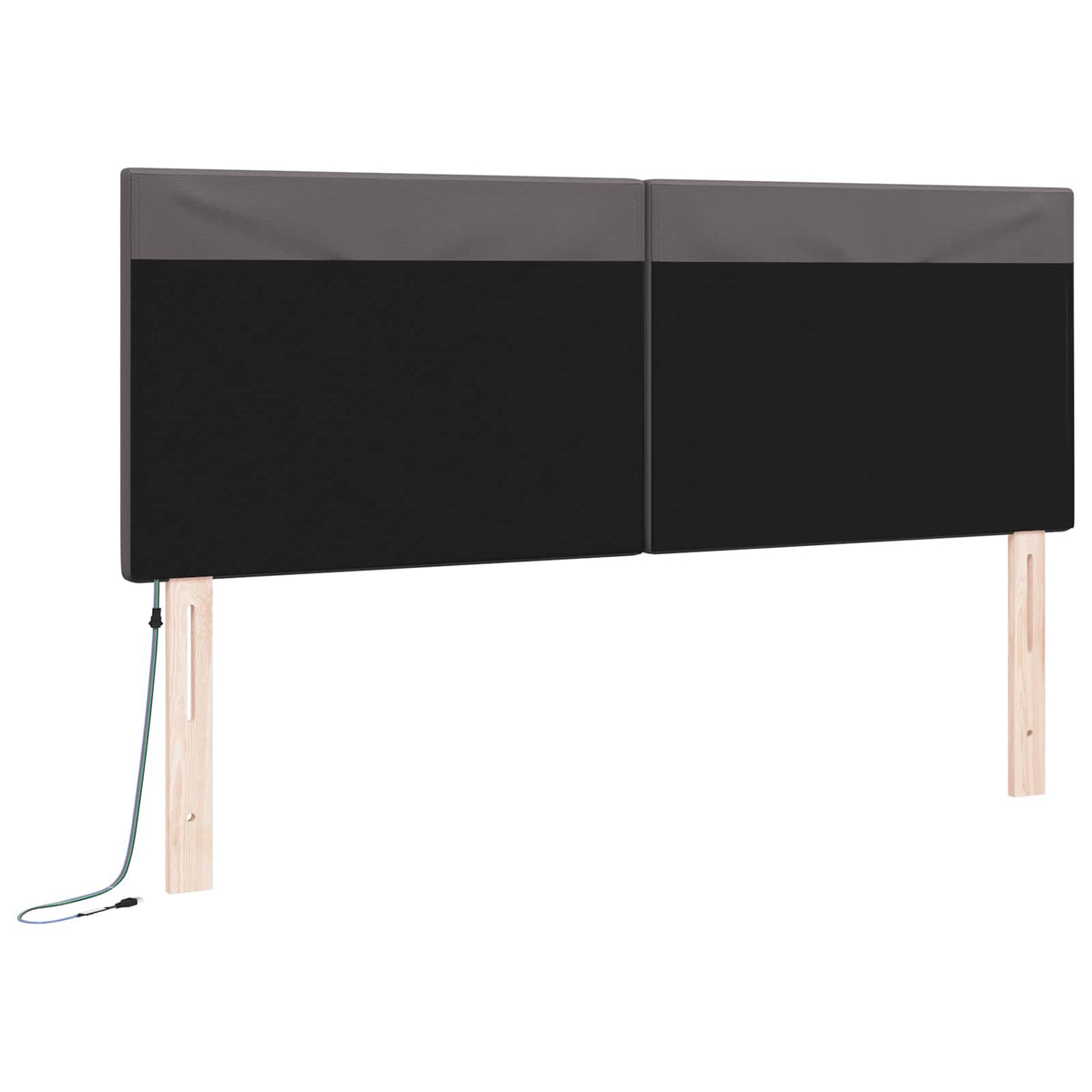 LED sengegavl Grå 144 cm Faux læder
