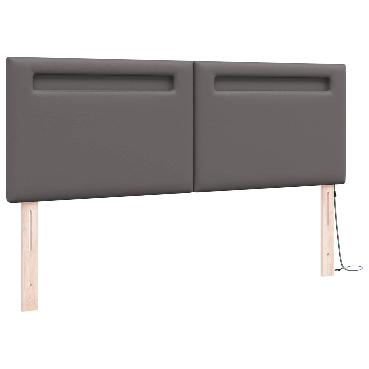 LED sengegavl Grå 160 cm Faux læder